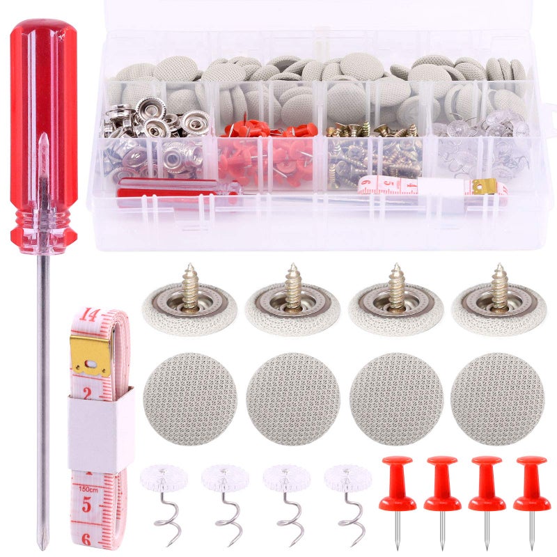 Mardatt 152Pcs Car Headliner Repair Kit with Headliner Repair Button Auto Roof Repair Snap Rivets and Installation Tool for Fixing Car Interior Ceiling Sagging Headliner for All Cars Gray